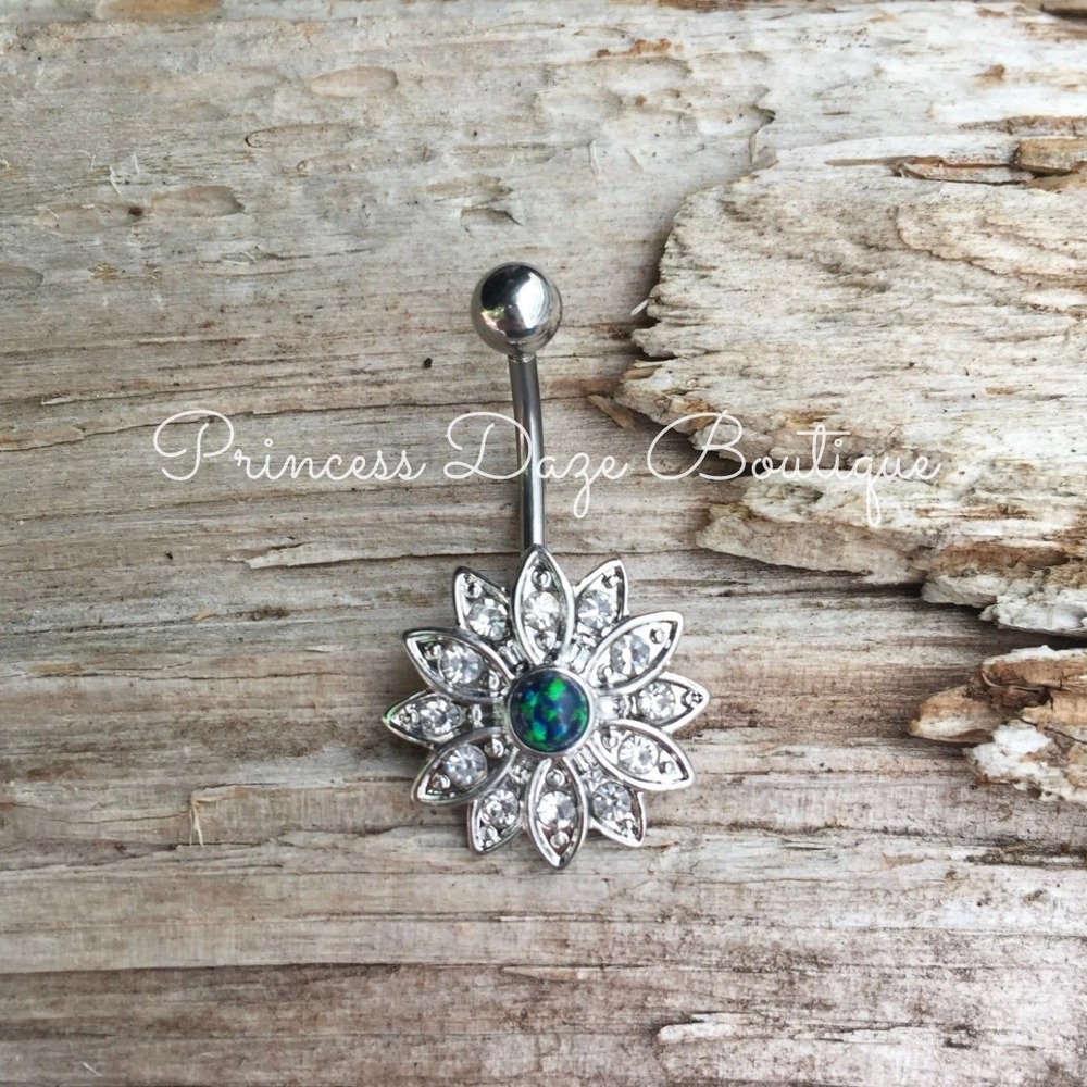 Beautiful Opal Belly Button Navel Ring